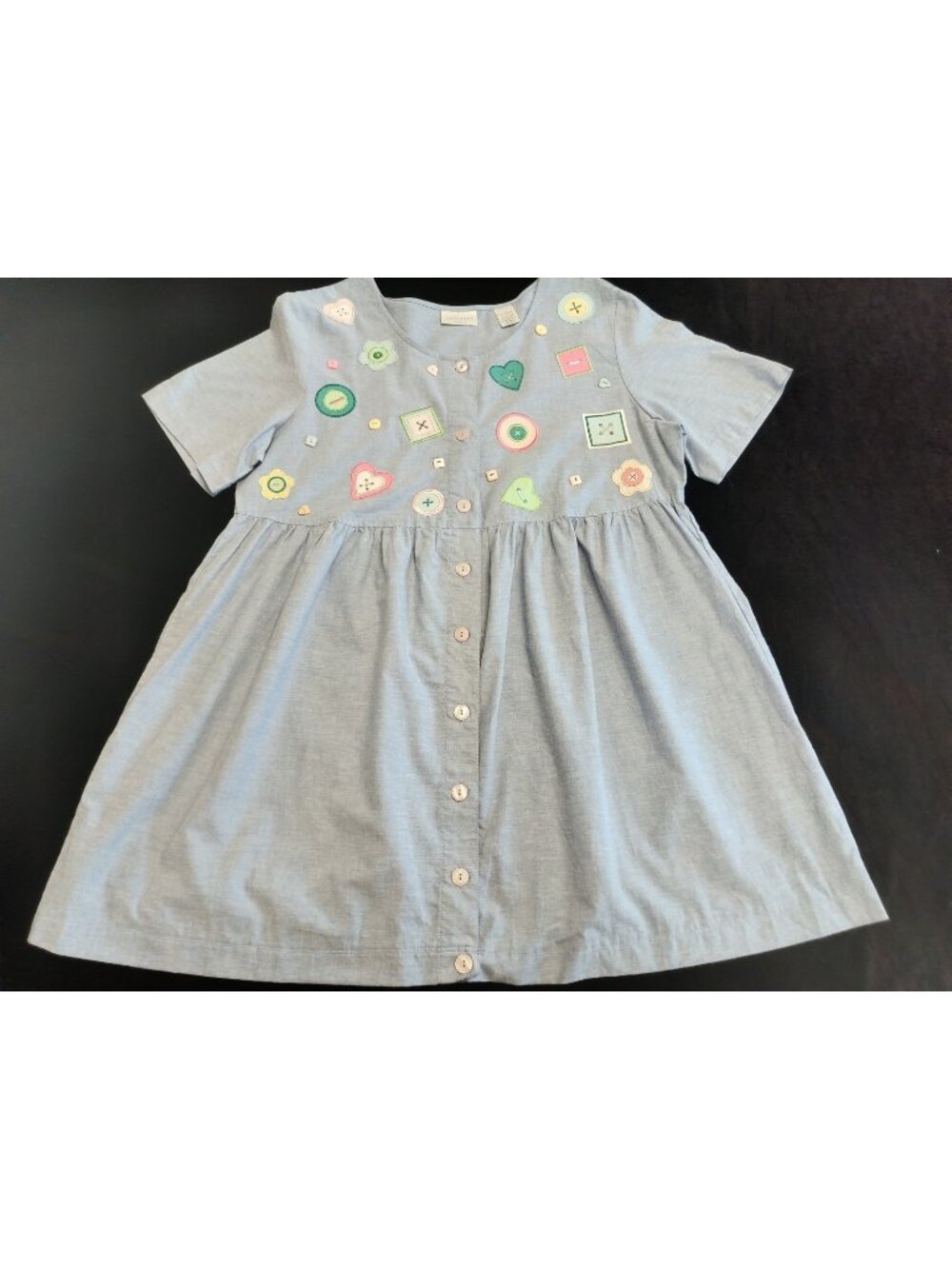 Cabernet Ligth Blue House Dress Embroidered Botton Heart Design Cotton Size 1X